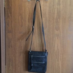 Small black crossbody purse with zippers
